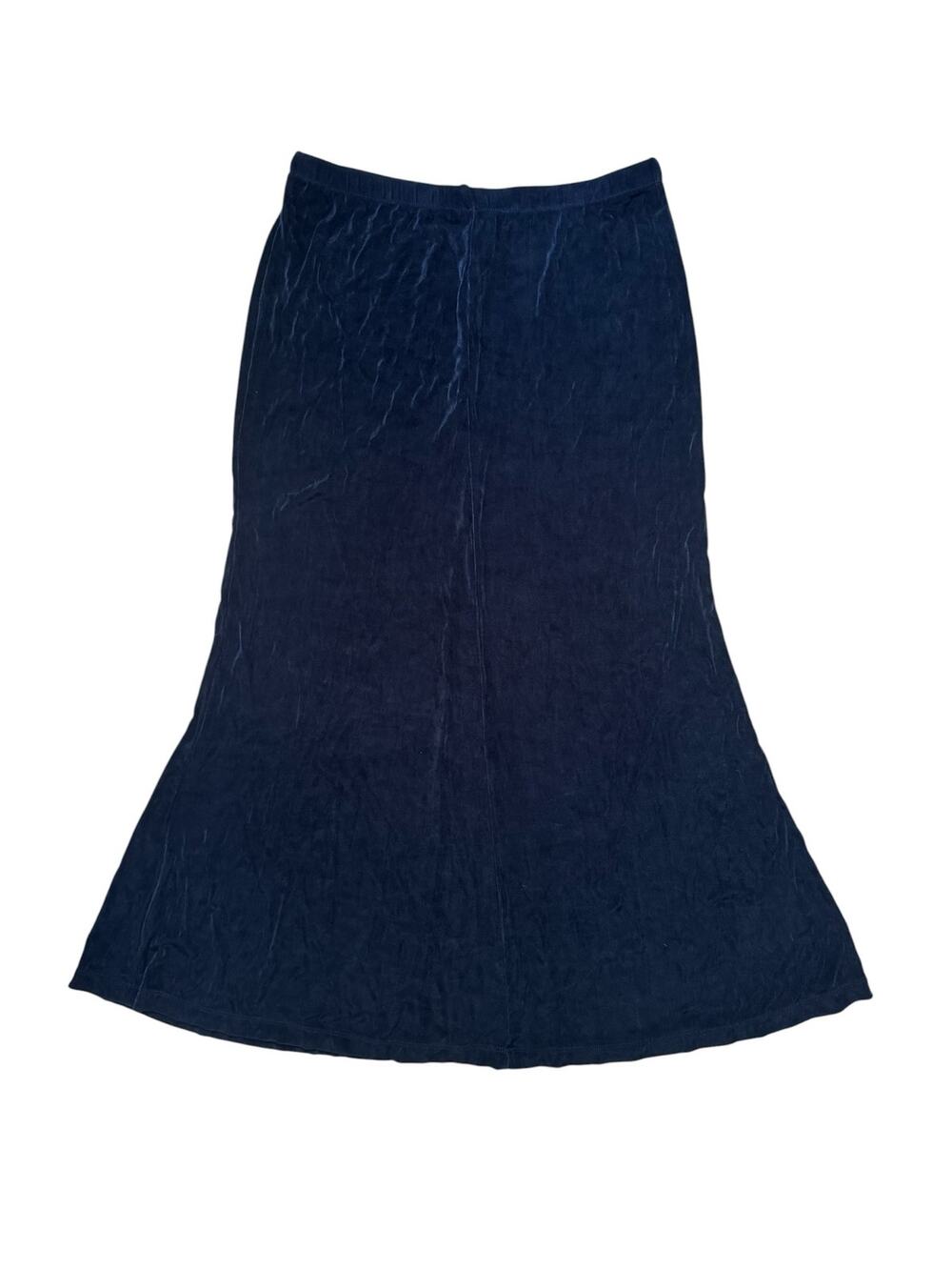 Vintage CITYKNITS Slinky Acetate Pull On Maxi Skirt in Navy Blue Size Medium